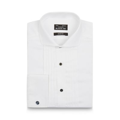 Black Tie White pleated high shine slim shirt